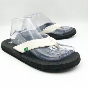 SANUK White Thong Flip Flop Sandals Womens 9